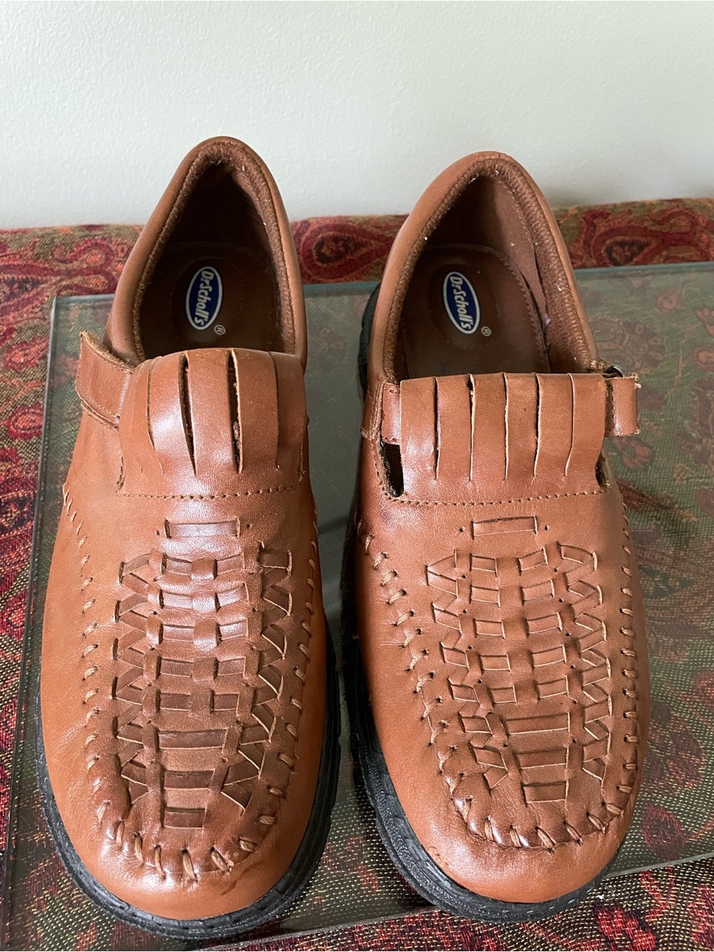 Dr. Scholl's Women’s Brown Woven Leather Slip-On Shoes Clara